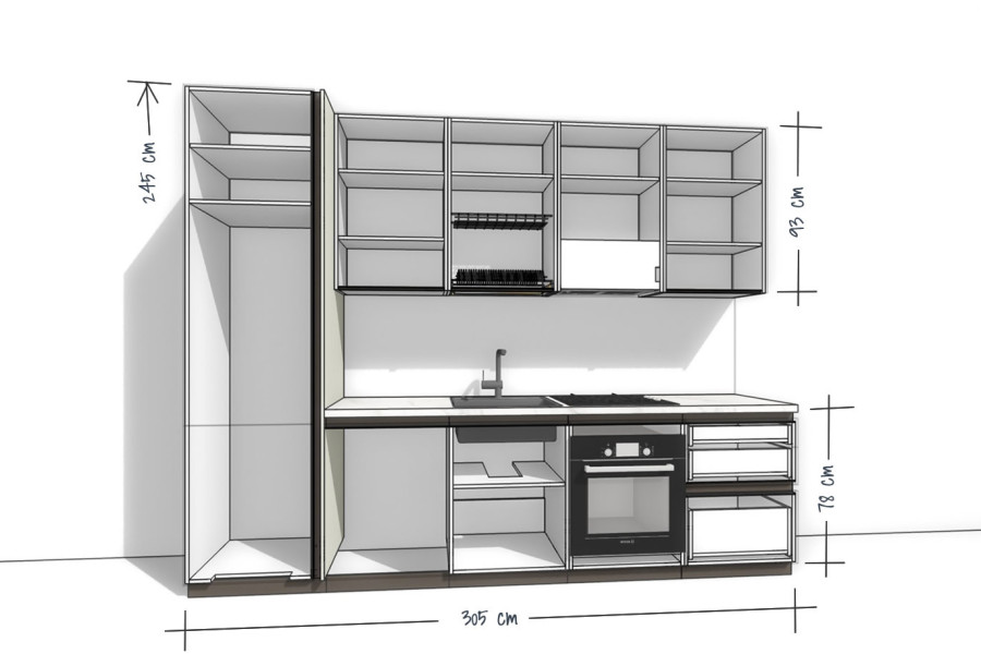 Bucătărie Liniară 305 F