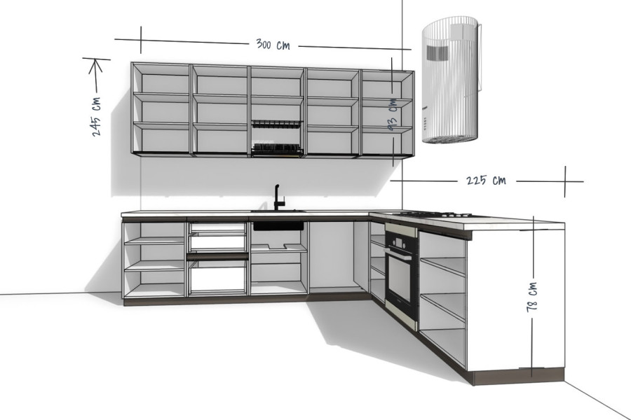 Bucătărie pe Colț 300/225