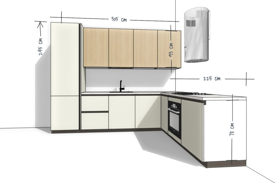 Bucătărie pe Colț 305/225 F