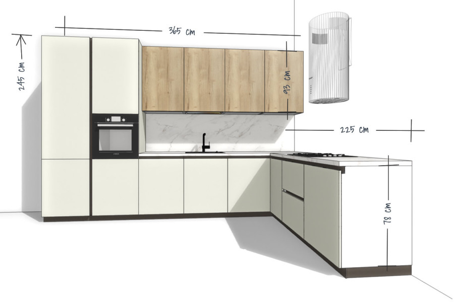 Bucătărie pe Colț 365/225 CF