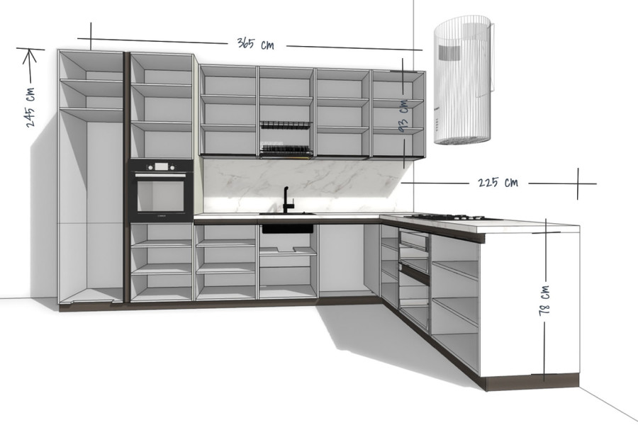 Bucătărie pe Colț 365/225 CF